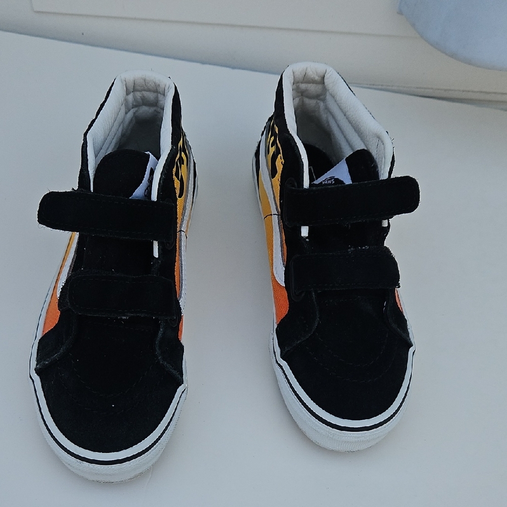 Vans Kids Black and Orange Sneakers